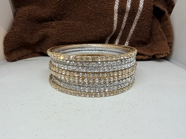 Silver_And_Gold_Tone_Stone_Studded_Bangles_for_Women