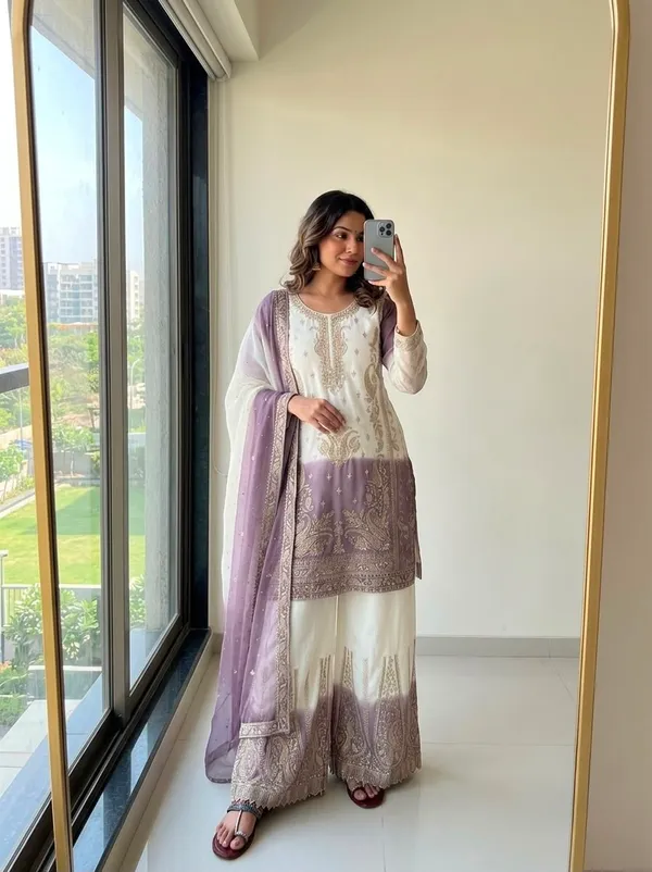 Cream_Purple_Georgette_Straight_Embroidered_Kurta_Sharara_Set_For_Women