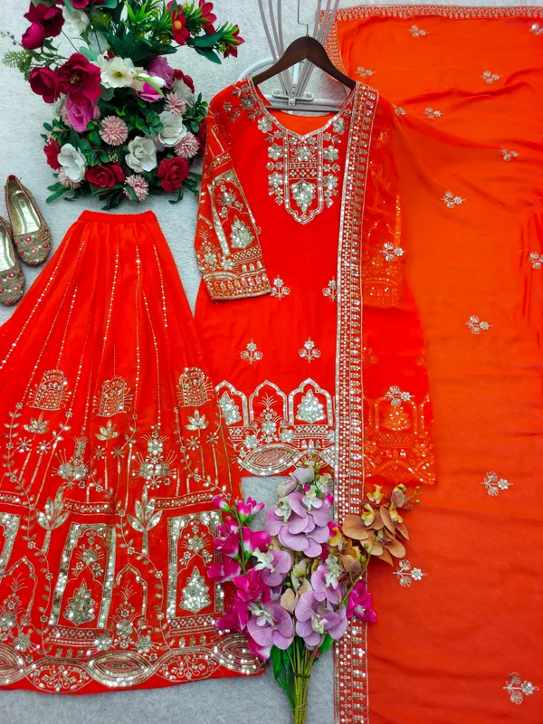 Orange_Faux_Georgette_Embroidered_Sharara_Suit_For_Women