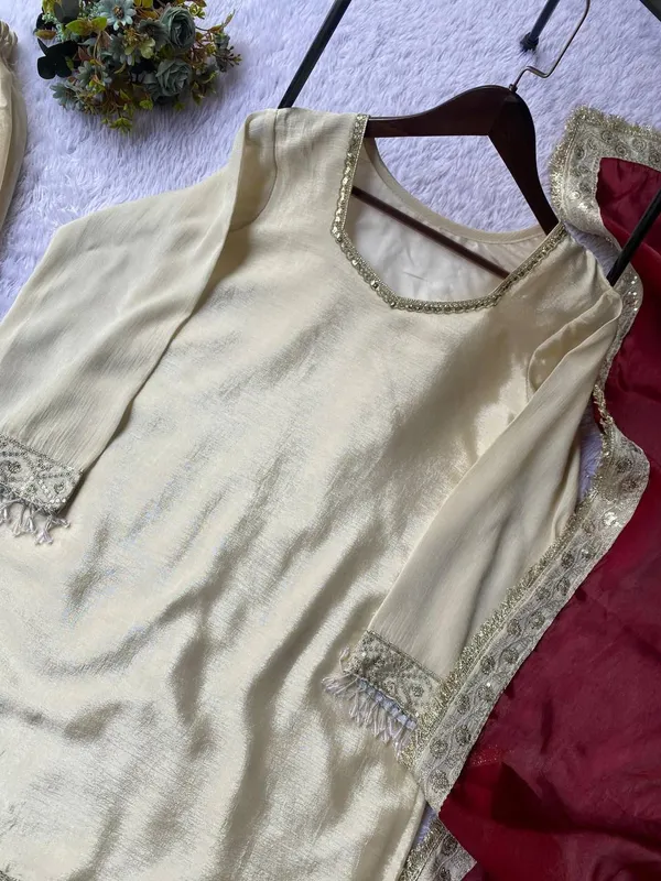 Cream_Chinnon_Silk_Embellished_Sharara_Suit_Set_For_Women