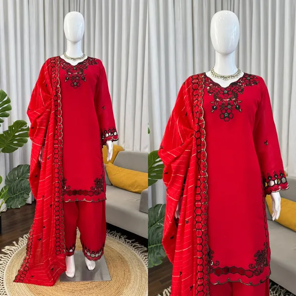 Red_Chanderi_Jacquard_Straight_Fit_Salwar_Suit_For_Women