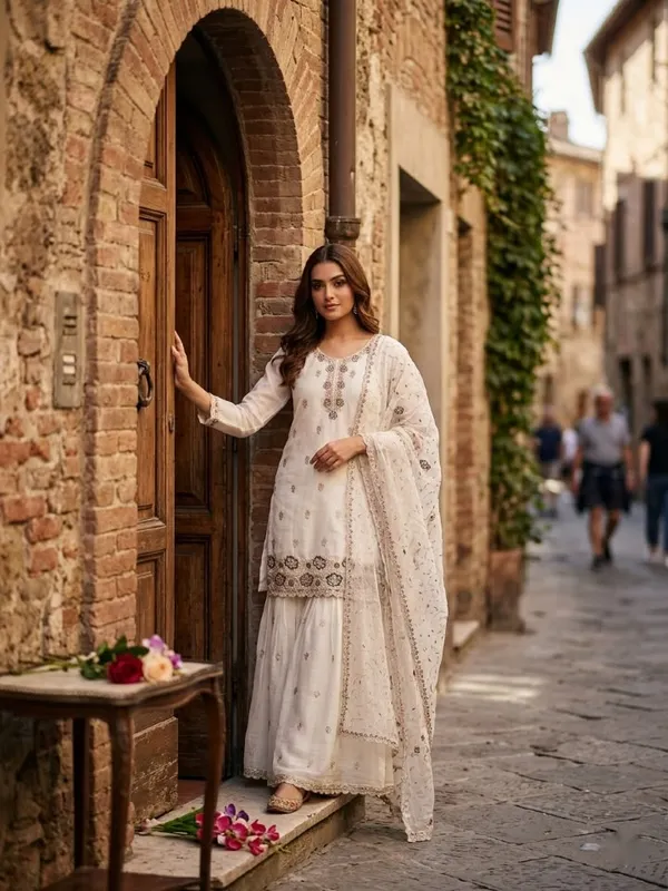 Ivory_Crunchy_Silk_Embroidered_Kurta_Sharara_Set_For_Women