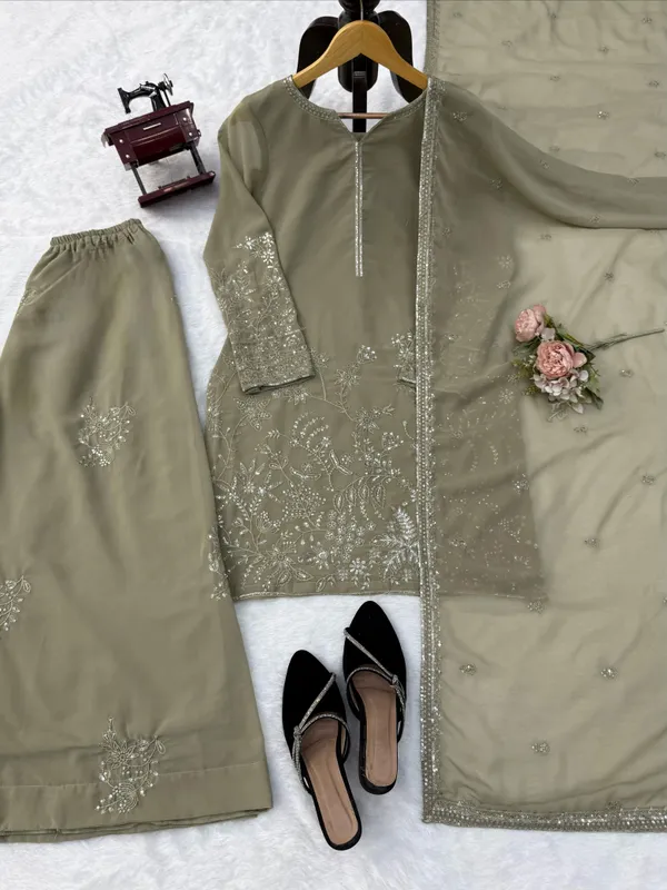 Sage_Green_Silk_Straight_Kurta_Set_For_Women