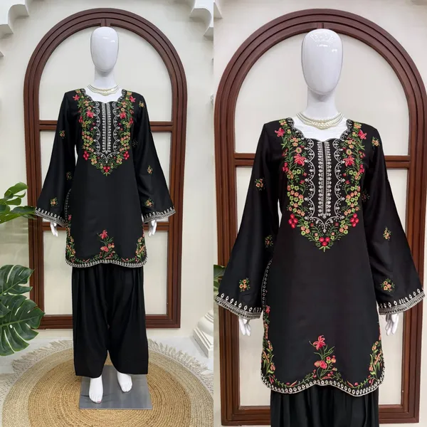 Black_Rayon_Straight_Embroidered_Kurta_Set_For_Women