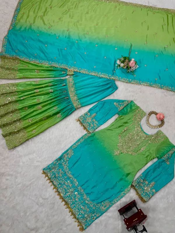 Green_Chinnon_Silk_Ombre_Anarkali_Suit_For_Women