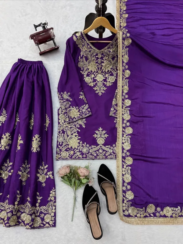 Purple_Chinnon_Silk_Embroidered_Sharara_Suit_For_Women