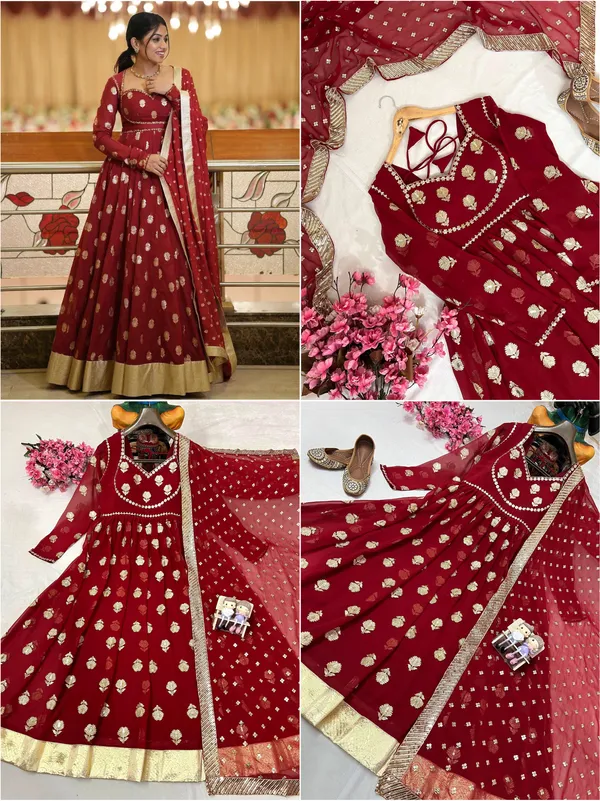Red_Georgette_Flared_Anarkali_Suit_Set_For_Women