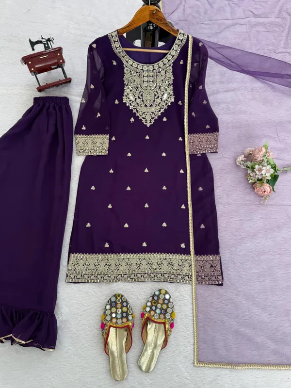 Purple_Faux_Georgette_Straight_Kurta_Set_For_Women