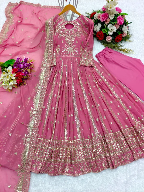 Pink_Faux_Georgette_Embroidered_Flared_Anarkali_Suit_Set_For_Women