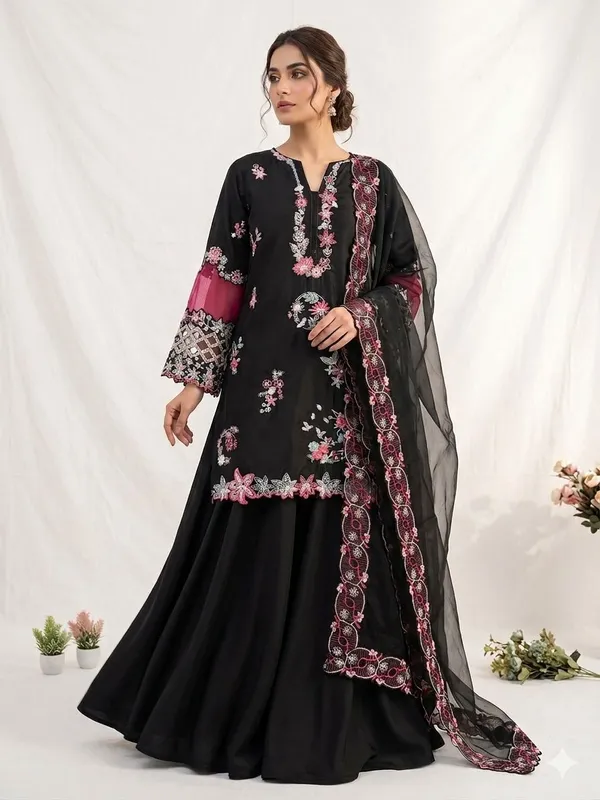 Black_Crepe_Silk_Embroidered_Sharara_Set_For_Women