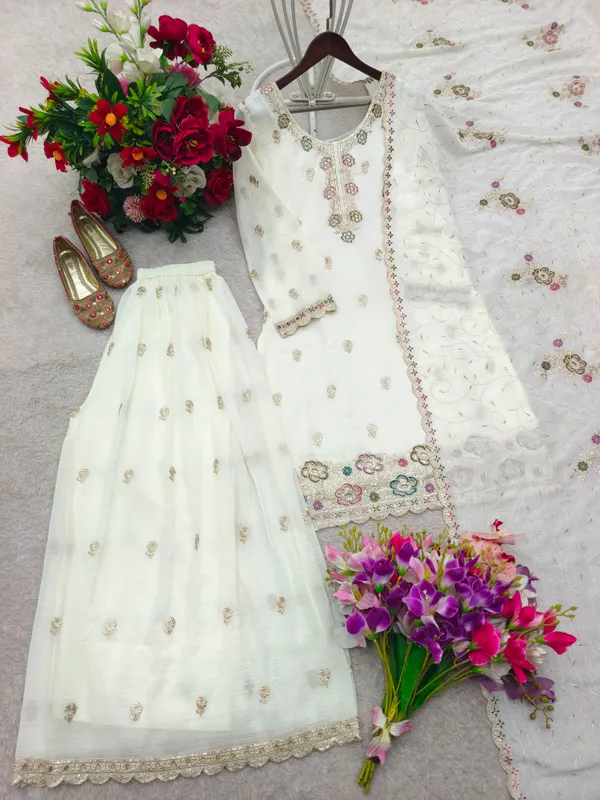 Ivory_Crunchy_Silk_Embroidered_Kurta_Sharara_Set_For_Women