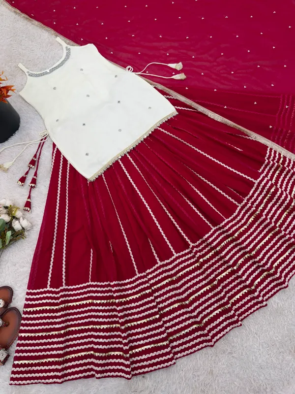 Maroon_Faux_Cotton_Flared_Lehenga_Choli_Set_For_Women