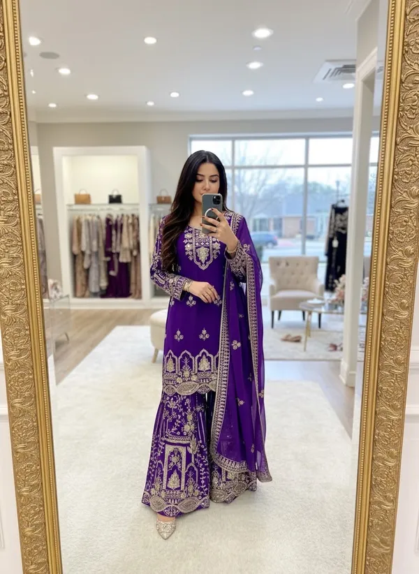 Purple_Faux_Georgette_Embroidered_Sharara_Suit_For_Women
