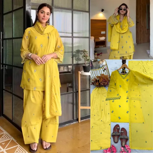 Yellow_Roman_Silk_Printed_Straight_Kurta_Set_For_Women