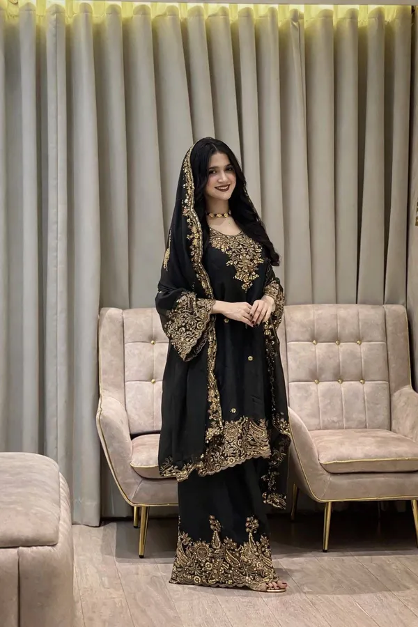 Black_Moss_Silk_Embroidered_Sharara_Set_For_Women