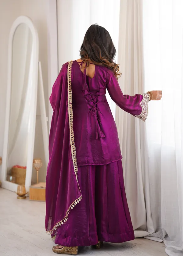 Purple_Fendi_Silk_Embellished_Straight_Kurta_Palazzo_Set_For_Women