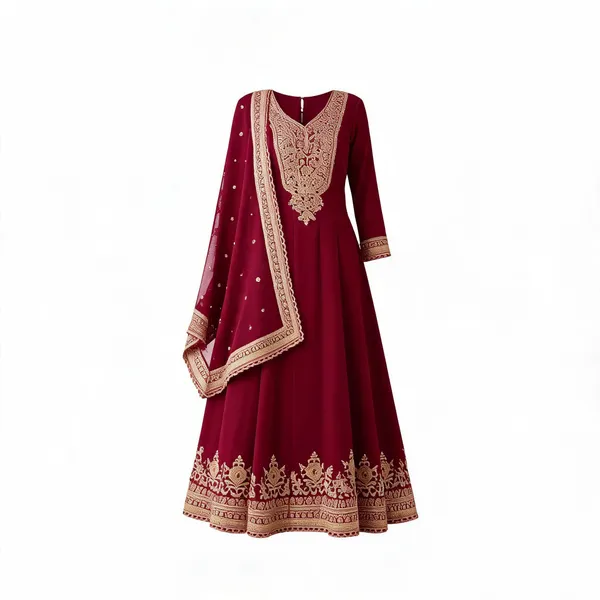 Maroon_Faux_Georgette_Flared_Anarkali_Suit_Set_For_Women
