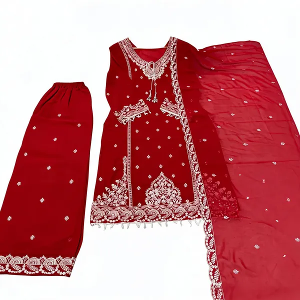 Red_Georgette_Straight_Kurta_Set_For_Women