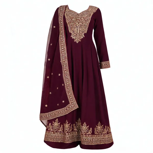 Wine_Faux_Georgette_Flared_Anarkali_Suit_For_Women