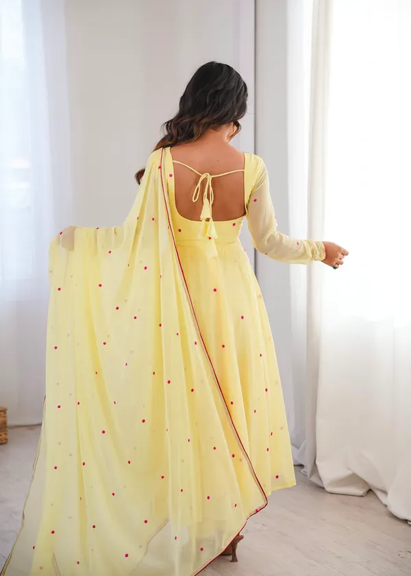Yellow_Faux_Georgette_Flared_Anarkali_Suit_Set_For_Women