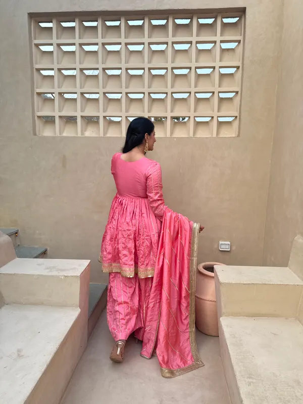 Pink_Vichitra_Silk_Flared_Anarkali_Sharara_Set_For_Women
