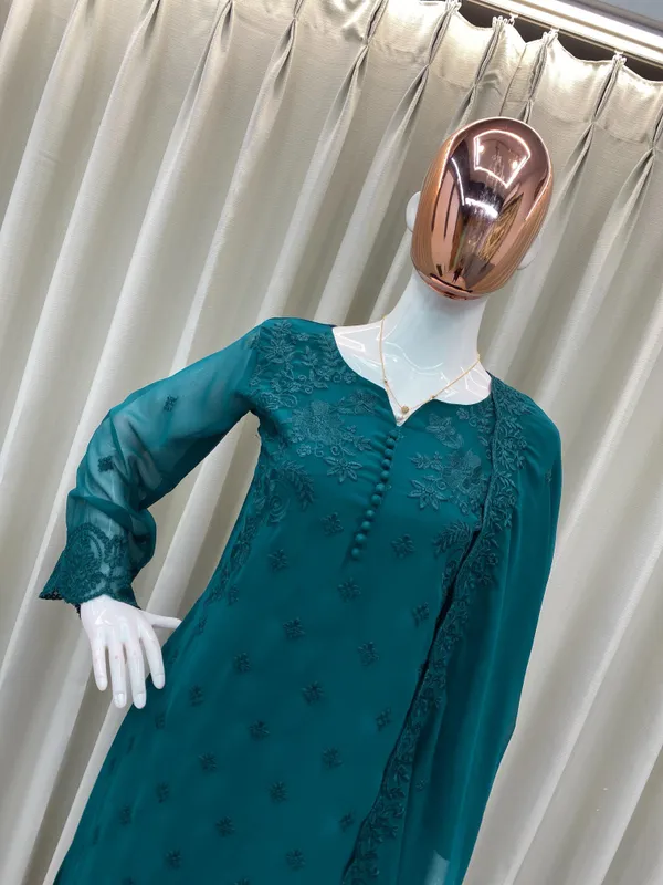 Teal_Georgette_Straight_Embroidered_Kurta_Set_For_Women