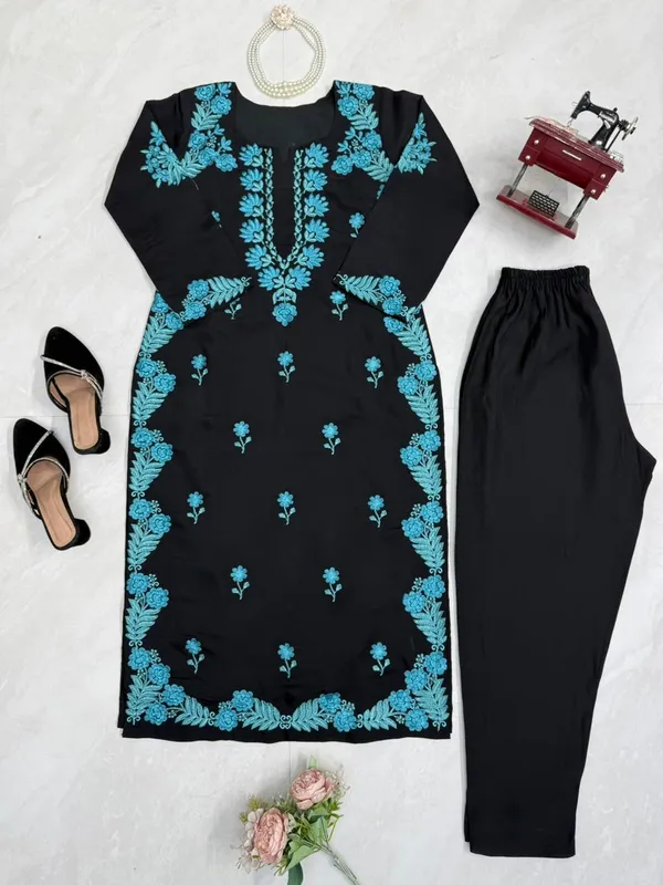 Black_Roman_Silk_Embroidered_Straight_Kurta_Set_For_Women