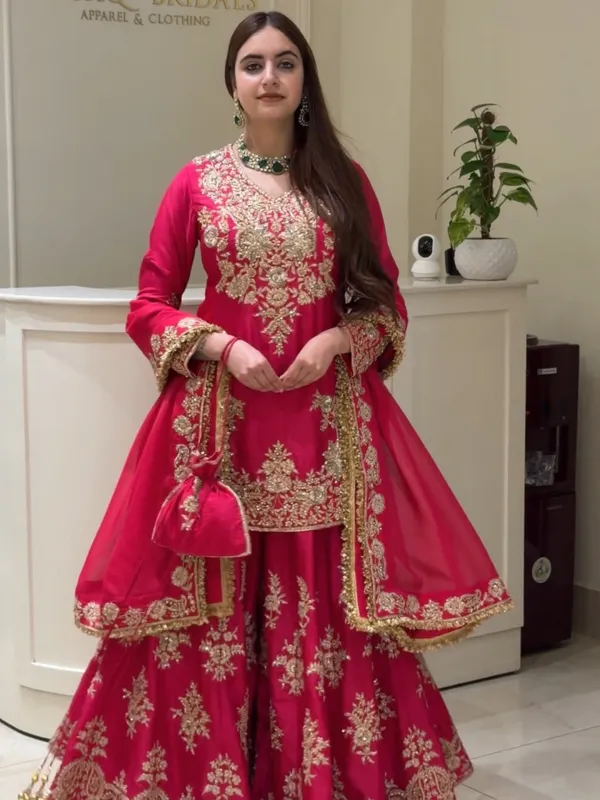 Pink_Chinnon_Silk_Embroidered_Kurta_Sharara_Set_For_Women