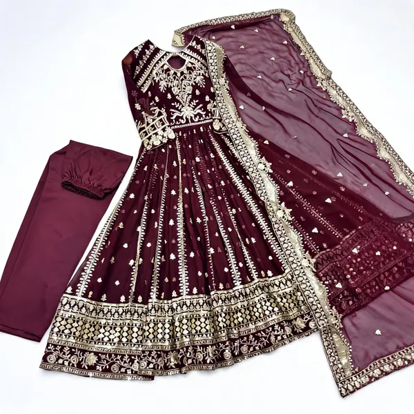 Maroon_Faux_Georgette_Embroidered_Flared_Anarkali_Suit_Set_For_Women