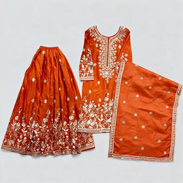 Orange_Silk_Embroidered_Kurta_Sharara_Set_For_Women