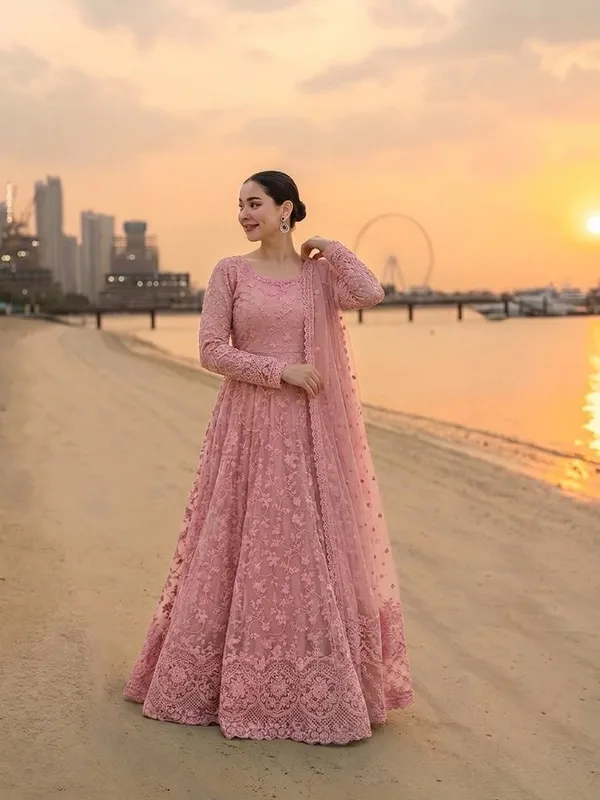 Pink_Georgette_Organza_Flared_Anarkali_Suit_For_Women