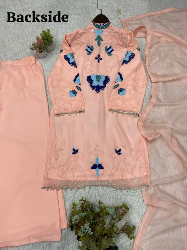 Peach_Organza_Straight_Embroidered_Kurta_Set_For_Girls