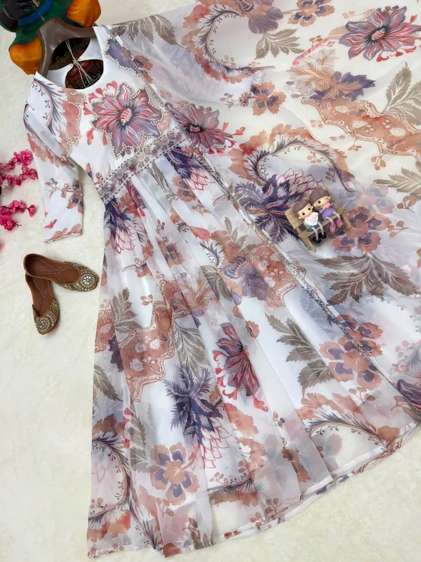 Multicolour_Georgette_Floral_Print_Flared_Anarkali_Set_For_Women