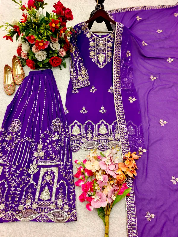 Purple_Faux_Georgette_Embroidered_Sharara_Suit_For_Women