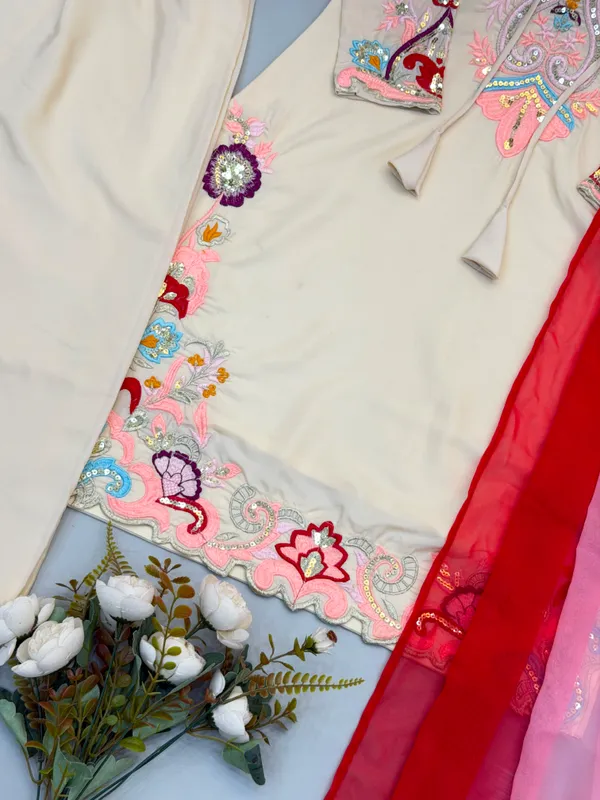 Cream_Satin_Straight_Embroidered_Kurta_Set_For_Women