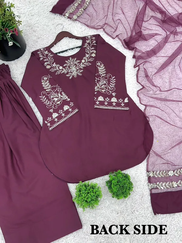 Purple_Crepe_Satin_Embroidered_Straight_Kurta_Set_For_Women