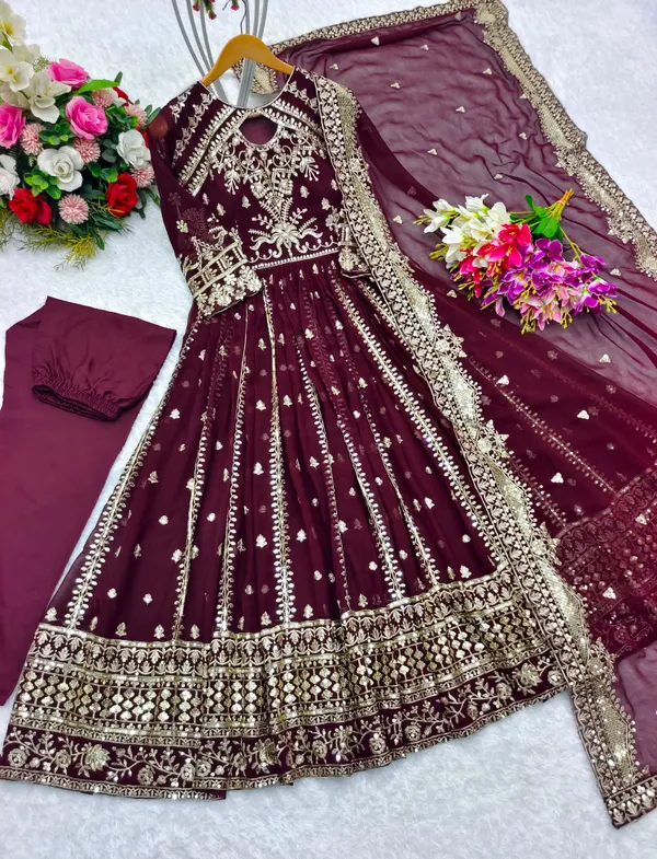 Maroon_Faux_Georgette_Embroidered_Flared_Anarkali_Suit_Set_For_Women