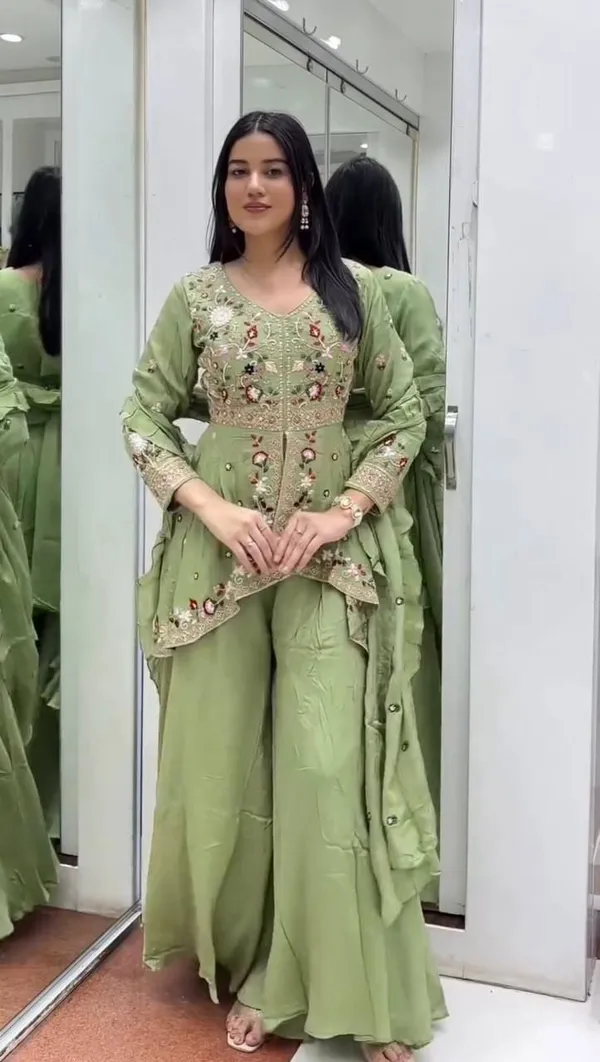 Green_Rangoli_Silk_Flared_Kurta_Sharara_Set_For_Women