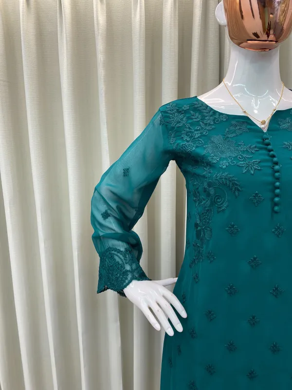Teal_Georgette_Straight_Embroidered_Kurta_Set_For_Women
