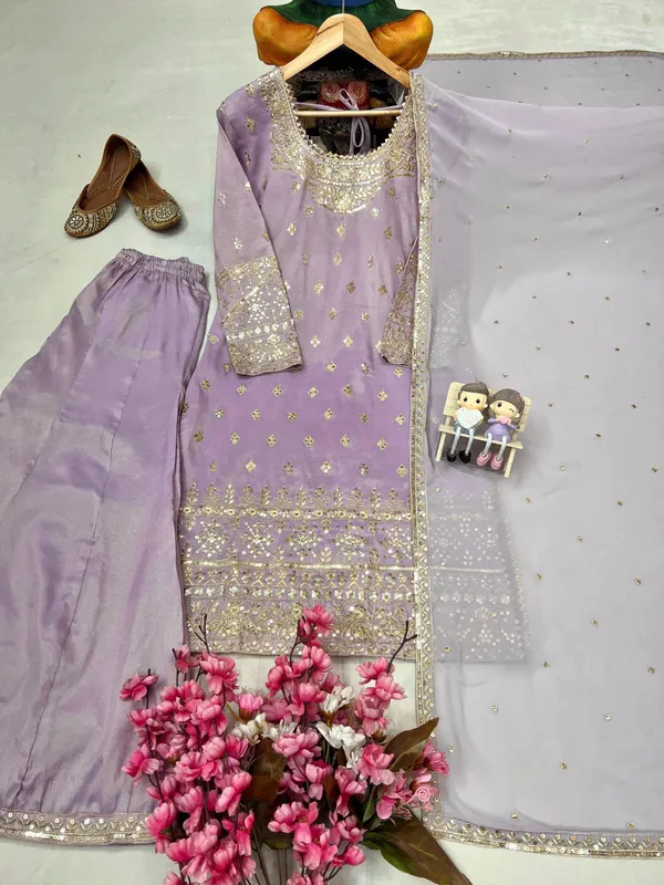 Lavender_Silk_Straight_Embroidered_Kurta_Set_For_Women