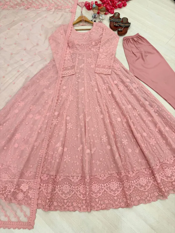 Pink_Georgette_Organza_Flared_Anarkali_Suit_For_Women