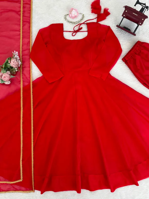 Red_Tibby_Silk_Flared_Anarkali_Kurta_Set_For_Women
