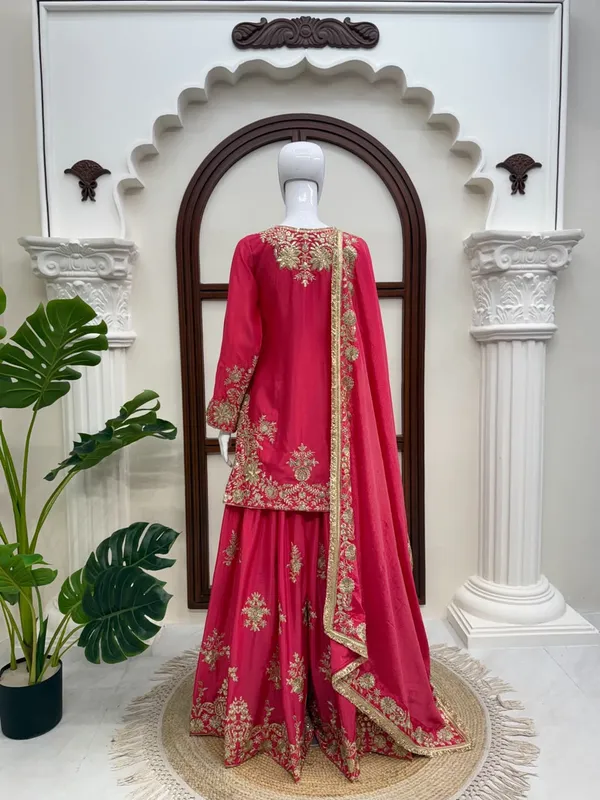 Pink_Chinnon_Silk_Embroidered_Kurta_Sharara_Set_For_Women