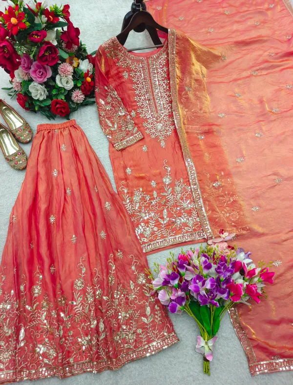 Coral_Silk_Embroidered_Gharara_Set_For_Women