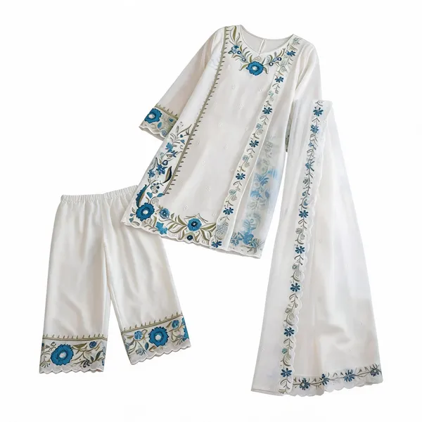 White_Faux_Georgette_Embroidered_Straight_Kurta_Set_For_Women