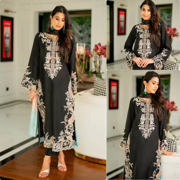 Black_Rayon_Straight_Embroidered_Kurta_Set_For_Women
