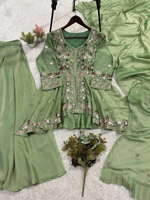Green_Rangoli_Silk_Flared_Kurta_Sharara_Set_For_Women