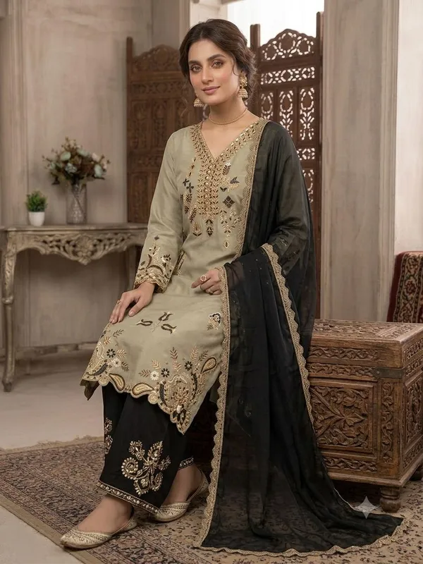Olive_Green_Roman_Embroidered_Straight_Suit_Set_For_Women