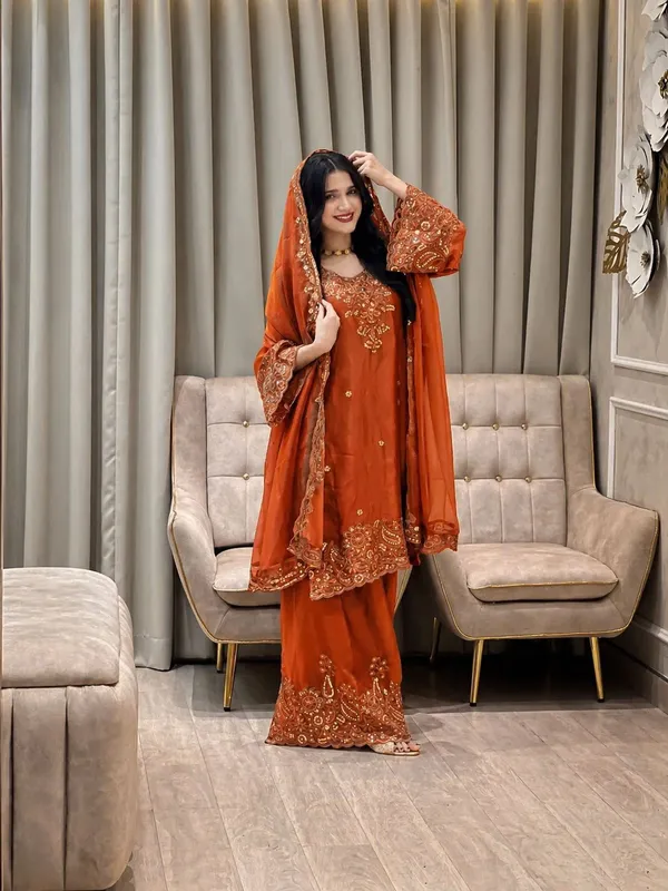 Orange_Silk_Straight_Salwar_Suit_Set_For_Women