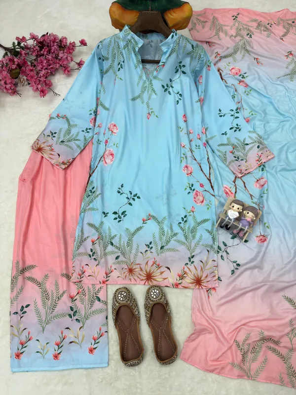 Blue_Maslin_Cotton_Floral_Print_Three_Piece_Kurta_Set_For_Women